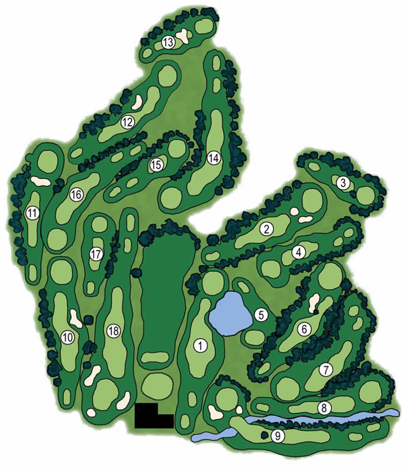 Tahoe Paradise Golf Course layout map showing all 18 holes